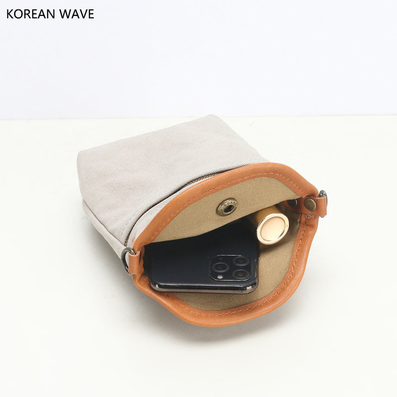 Style Simple Solid Color Canvas Mobile Crossbody Bags