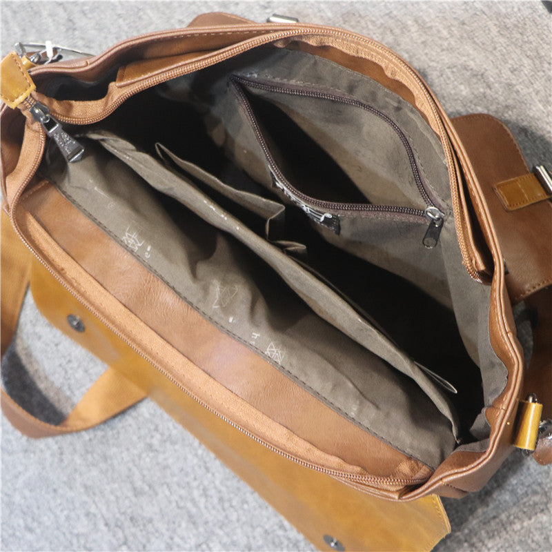 Women's & Men's & Green Horizontal Business Retro Large Men's Shoulder Bags