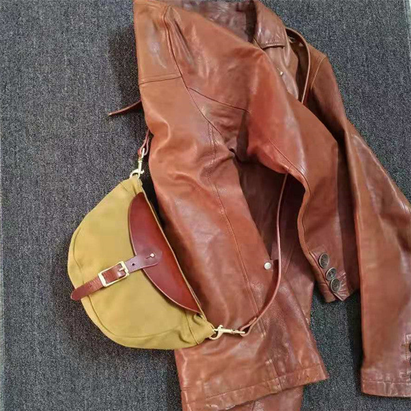 Women's & Men's & Retro Couple Oil Wax Canvas Men's Shoulder Bags