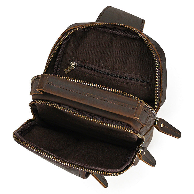 Crazy Horse Leather First Layer Cowhide Men's Chest Bags