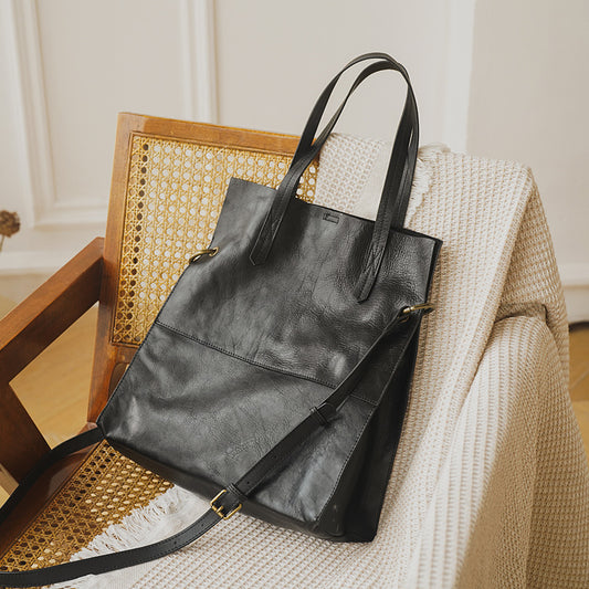 Women's Vertical First Layer Cowhide Large Capacity Bags
