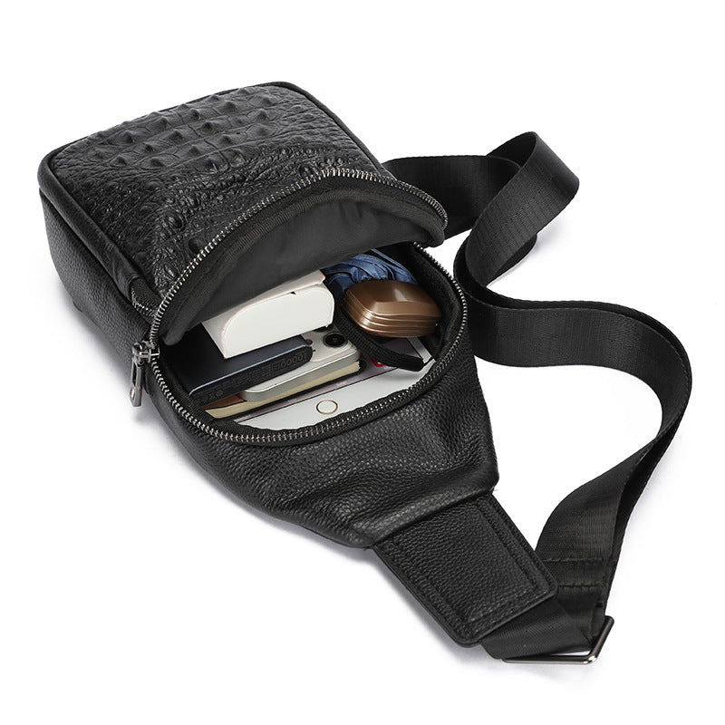 Men's Crocodile Pattern Leather Portable Versatile Cowhide Men's Bags