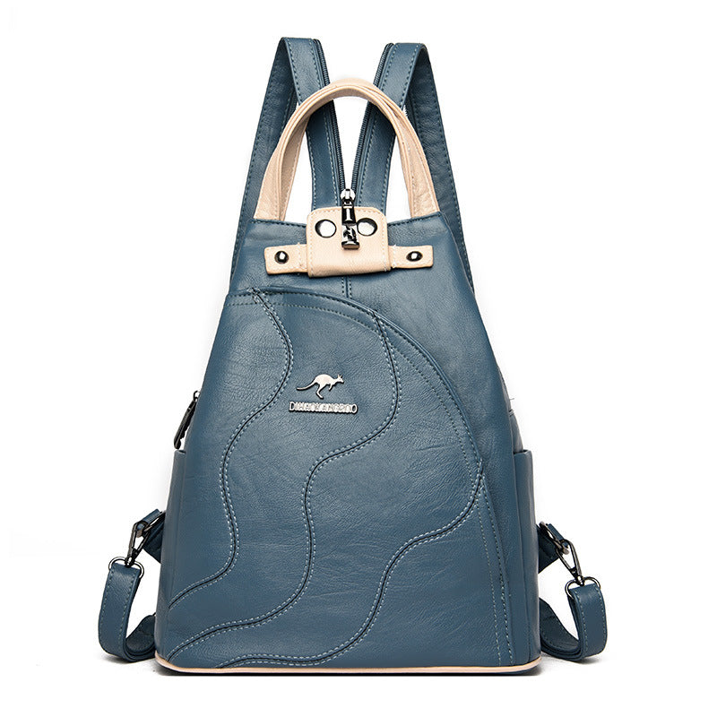 Women's Embroidered Sheepskin Korean Style Fashionable Kangaroo Backpacks