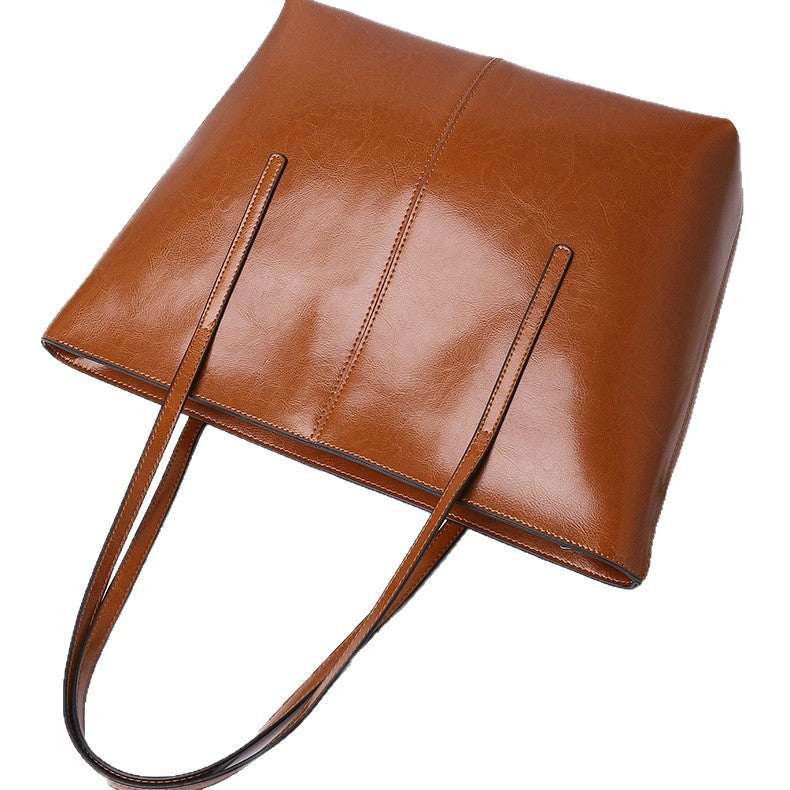 Women's Leather Korean Simple Large Versatile Capacity Shoulder Bags