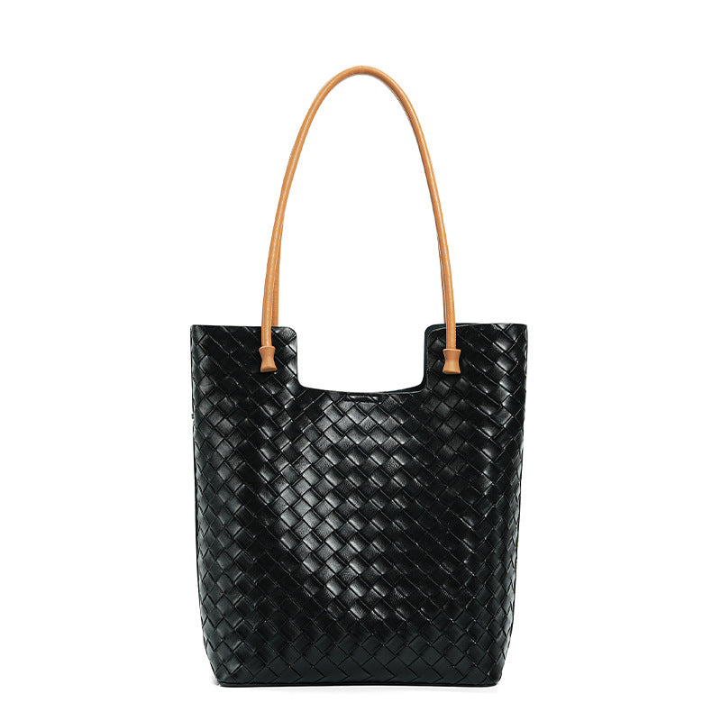 Women's Cowhide Large Capacity High-grade Woven Fashion Shoulder Bags
