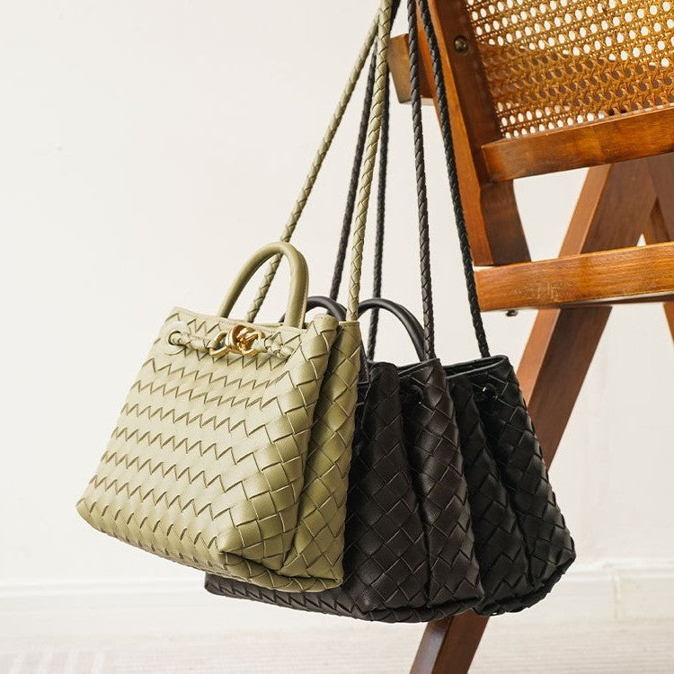 Woven Metal Bends Hitches Authentic Leather Weave Large Capacity Armpit Bags