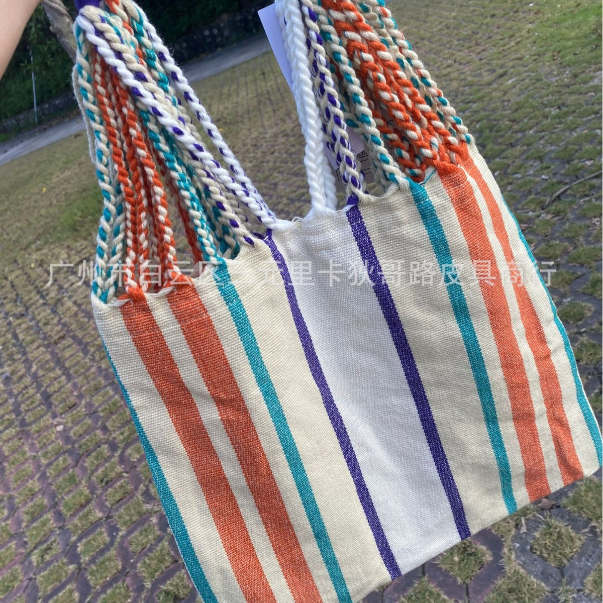 Stripe Hammock Knitted Wool Woven Large Shoulder Bags