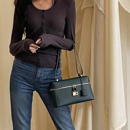 Box Advanced Niche Cowhide Leather Commuting Shoulder Bags