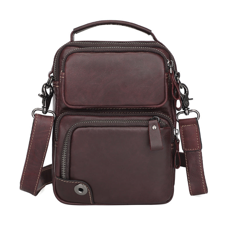 Men's Creative Leather Cowhide Portable Inch Men's Messenger Bags