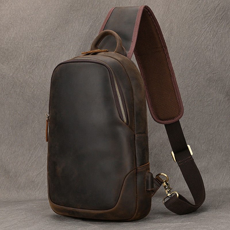 Men's Horse Leather Large Capacity Leisure With Men's Chest Bags