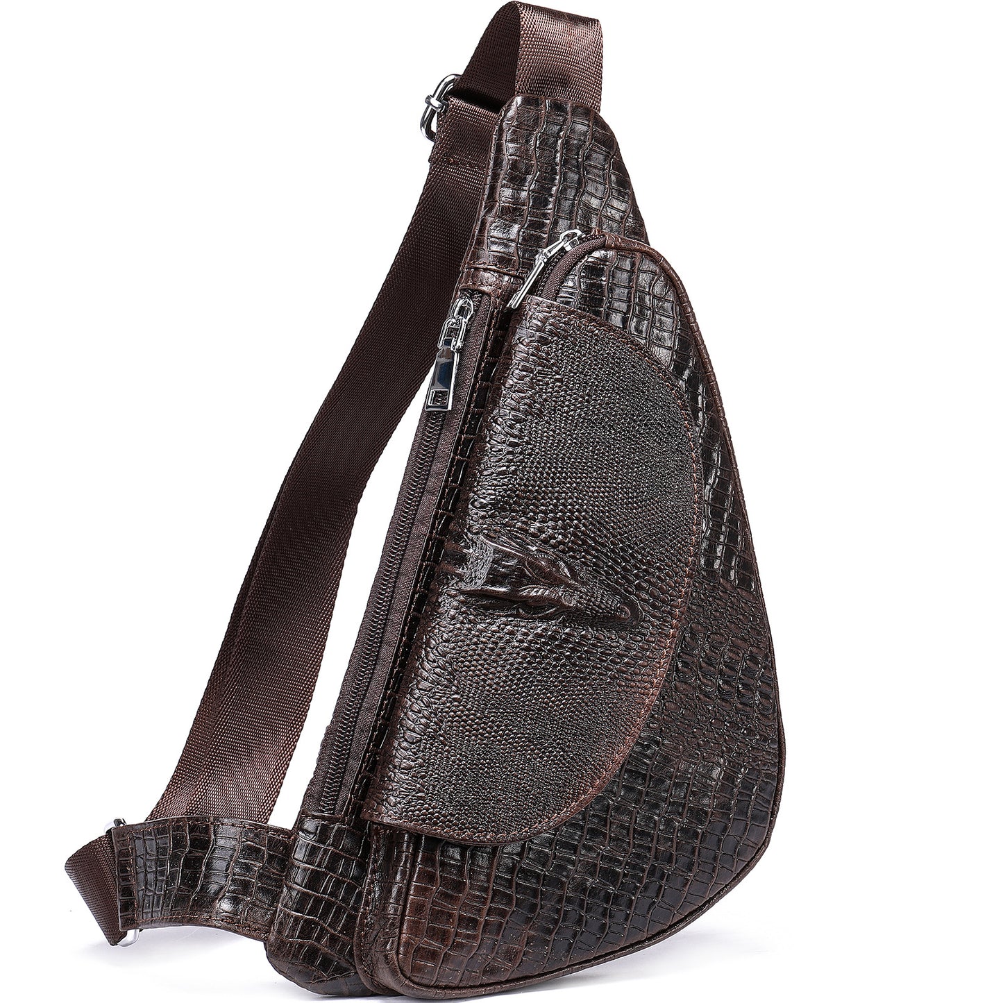 Men's Classic Leather Cowhide Crocodile Pattern Bags