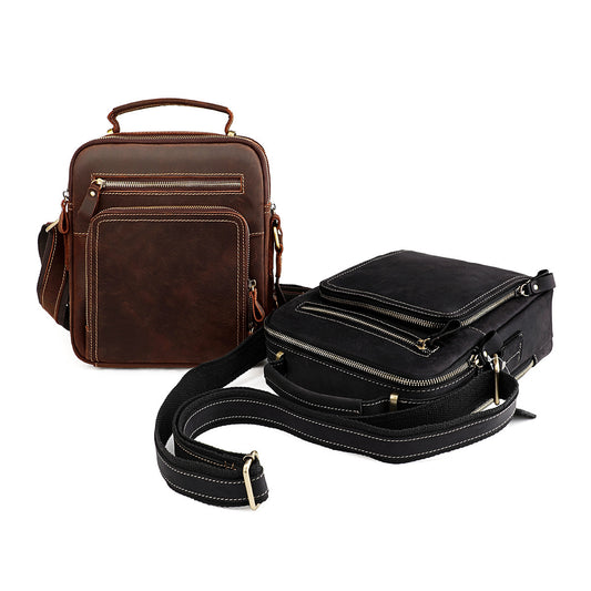 Men's Retro Crazy Horse Leather Mobile Men's Shoulder Bags