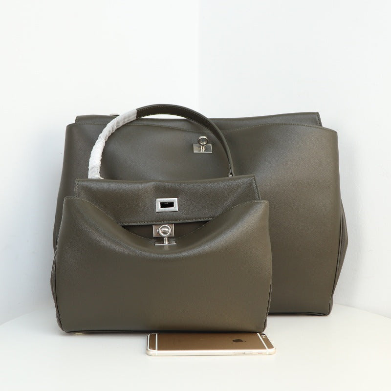Large Capacity Loose Neutral Kelly Genuine Tote Bags