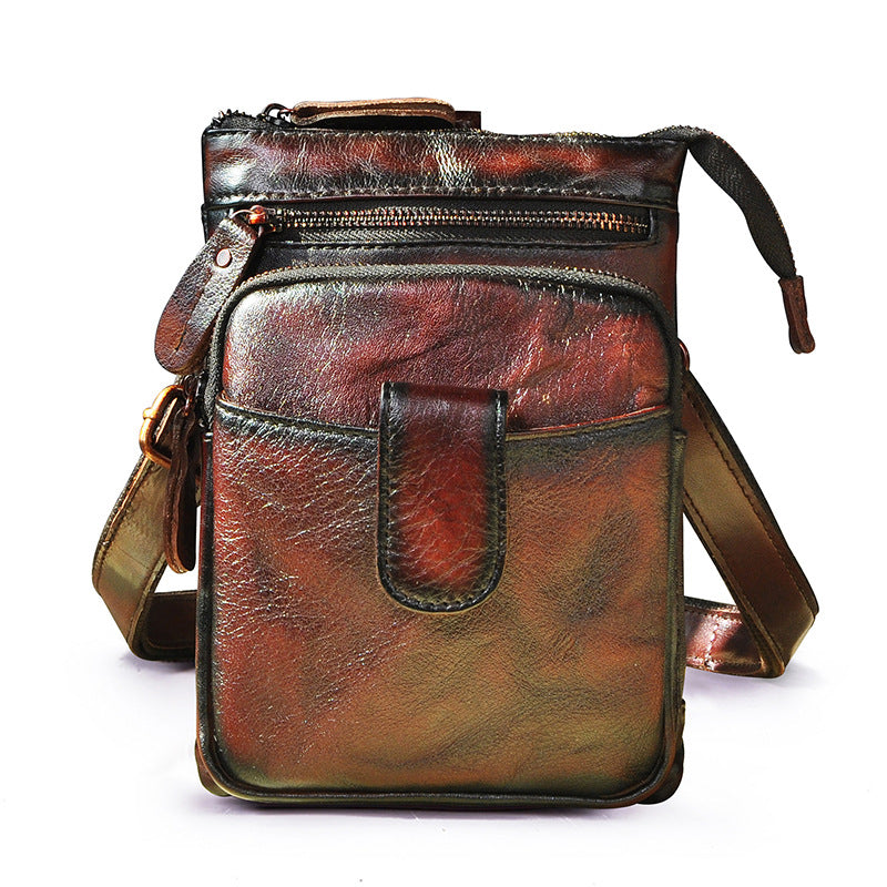 Men's Top Layer Oil Wax Skin Cowhide Retro Men's Chest Bags