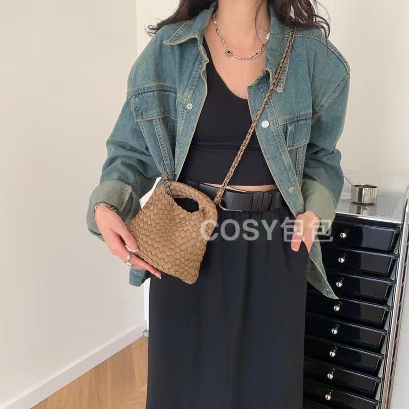 Women's Nylon Cloth Mini High-grade Vegetable Basket Shoulder Bags
