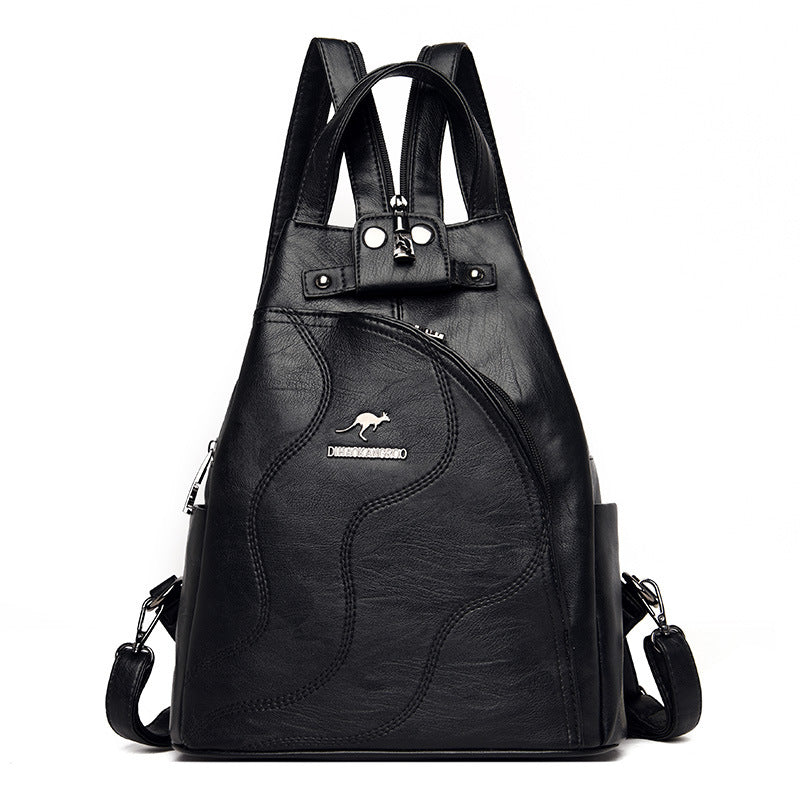 Women's Embroidered Sheepskin Korean Style Fashionable Kangaroo Backpacks
