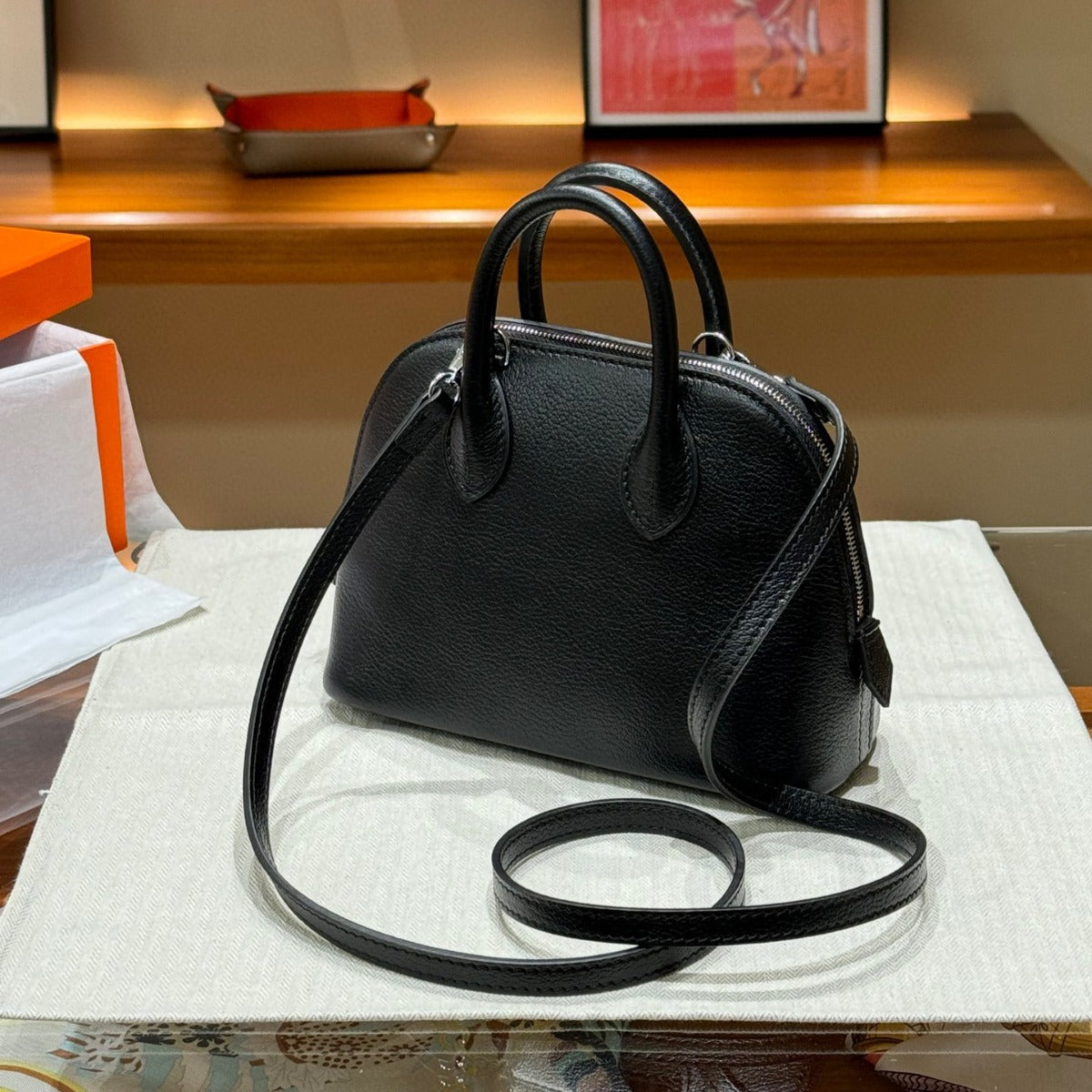 Women's Leather Bowling French Sheep Pattern First Crossbody Bags