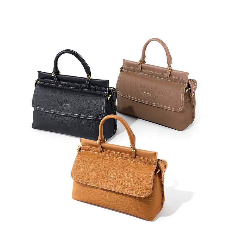 Women's First Layer Cowhide Leather Commuter Large Shoulder Bags