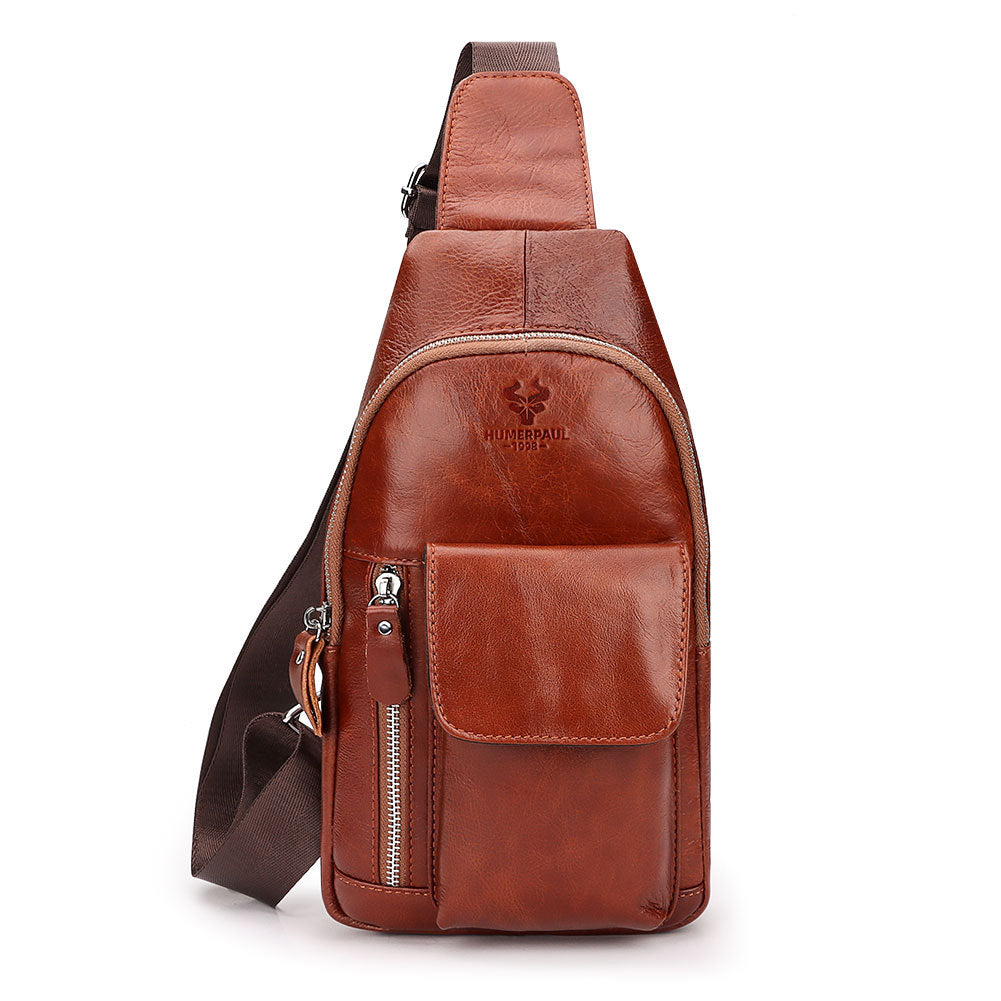 Men's First Layer Cowhide High Quality Genuine Men's Chest Bags