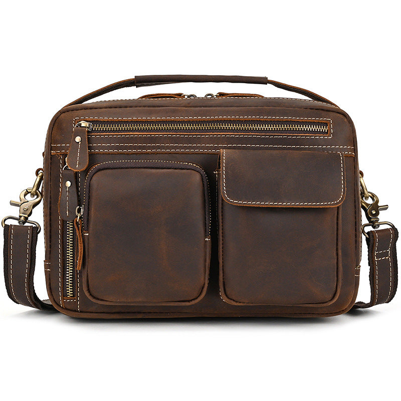 Men's Retro Crazy Horse Leather Flat Men's Briefcases