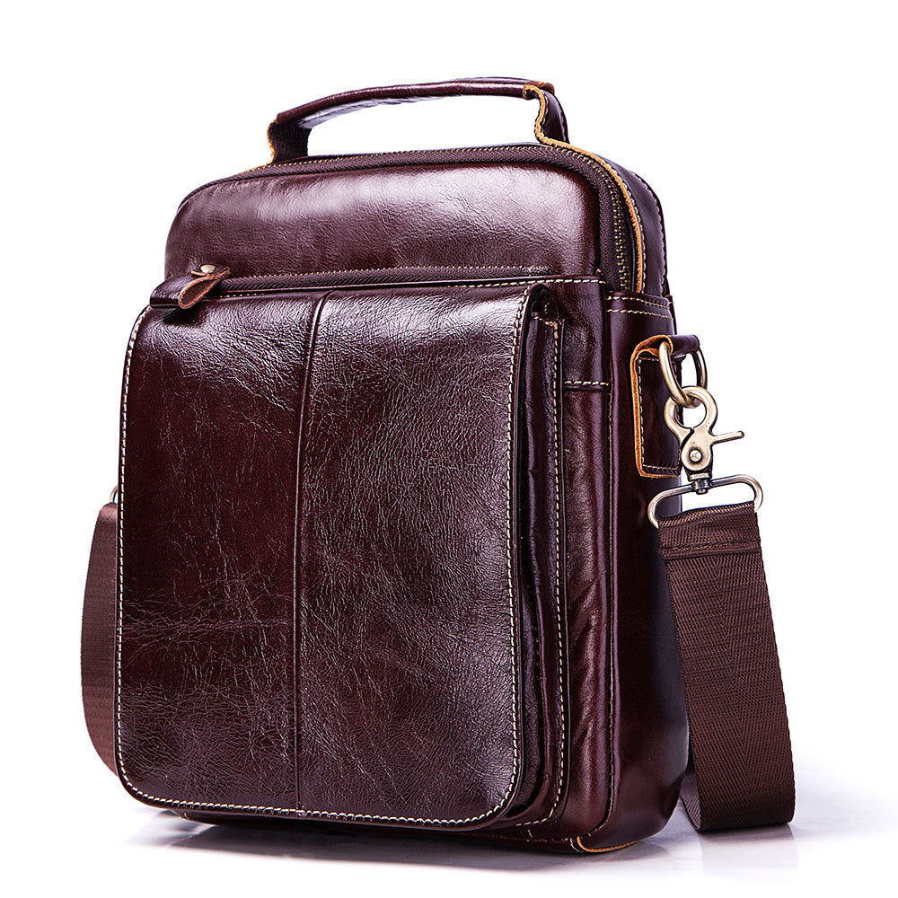 Men's Paul First Layer Cowhide Vertical Design Men's Messenger Bags