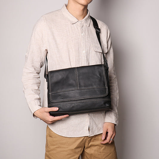 Women's & Men's & Handmade Cowhide Leather Large Capacity Men's Messenger Bags