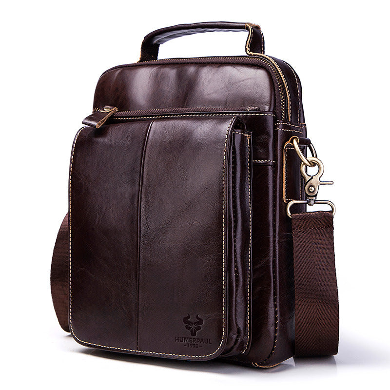 Men's Paul First Layer Cowhide Vertical Design Men's Messenger Bags