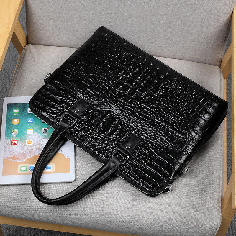 Men's Cowhide Leather Business Large Capacity Genuine Bags
