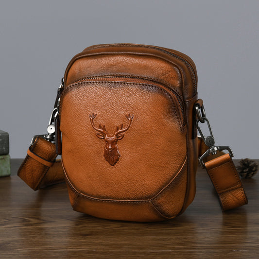 Men's Layer Tree Height Vegetable Tanning Leather Men's Chest Bags
