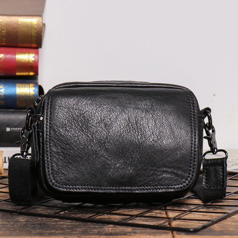 Men's Retro Frosted Leather Mobile Pouch Men's Messenger Bags
