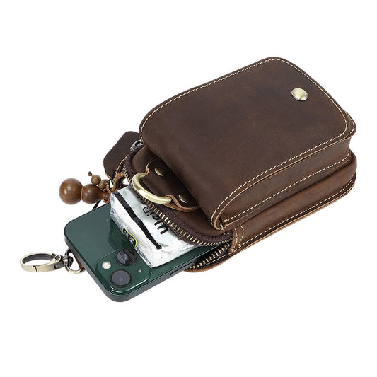 Men's Horse Leather Authentic Mobile First Layer Men's Waist Packs