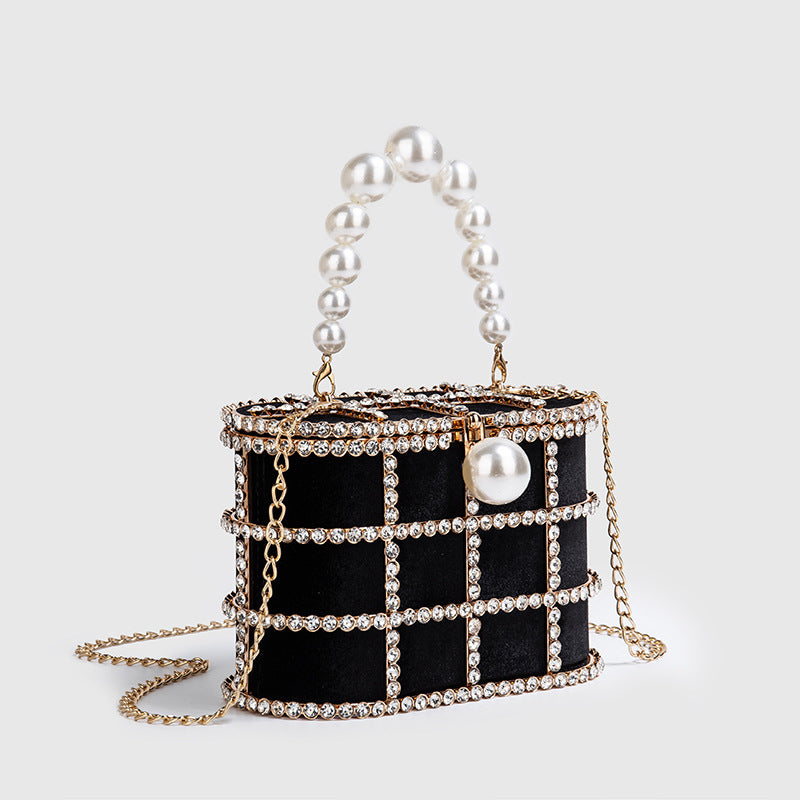 Niche Large Capacity Metal Pearl Versatile Small Square Bags