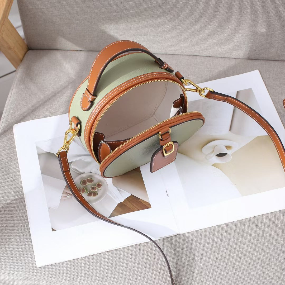 Women's Genuine Leather Mini Round First Layer Shoulder Bags