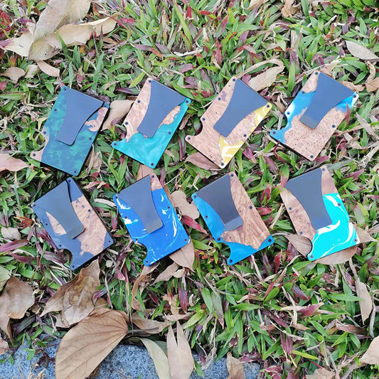 Wood Resin Combination Clamp Swiping Aluminum Alloy Card Holder