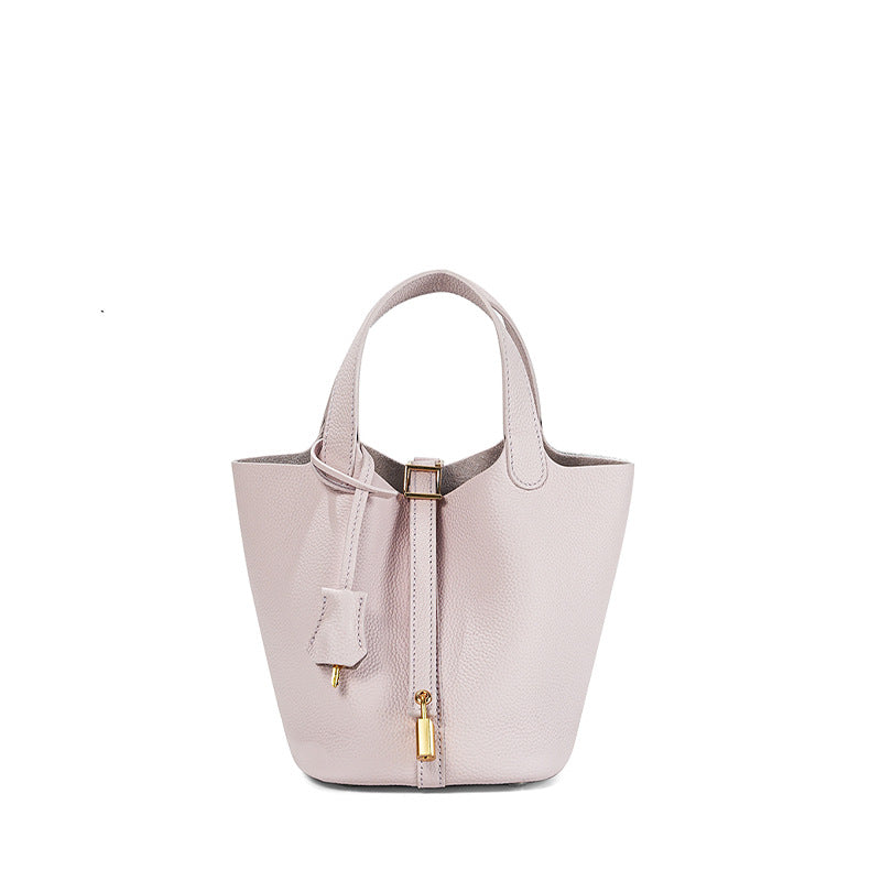 Women's High Quality Genuine Leather Vegetable Basket First Layer Cowhide Bucket Bags
