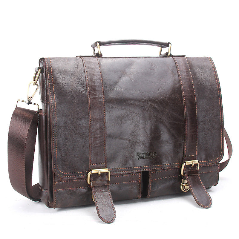 Men's Black Angel Leather Portable Business Large Men's Briefcases