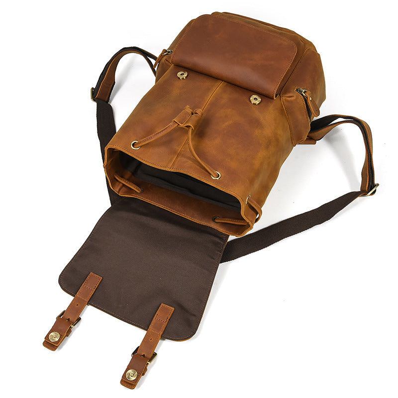 Women's & Men's & Crazy Horse Leather Vintage Closed Backpacks