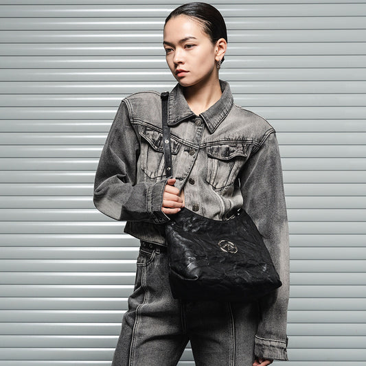 Classic Sexist Blackstone Size Pleated Underarm Shoulder Bags