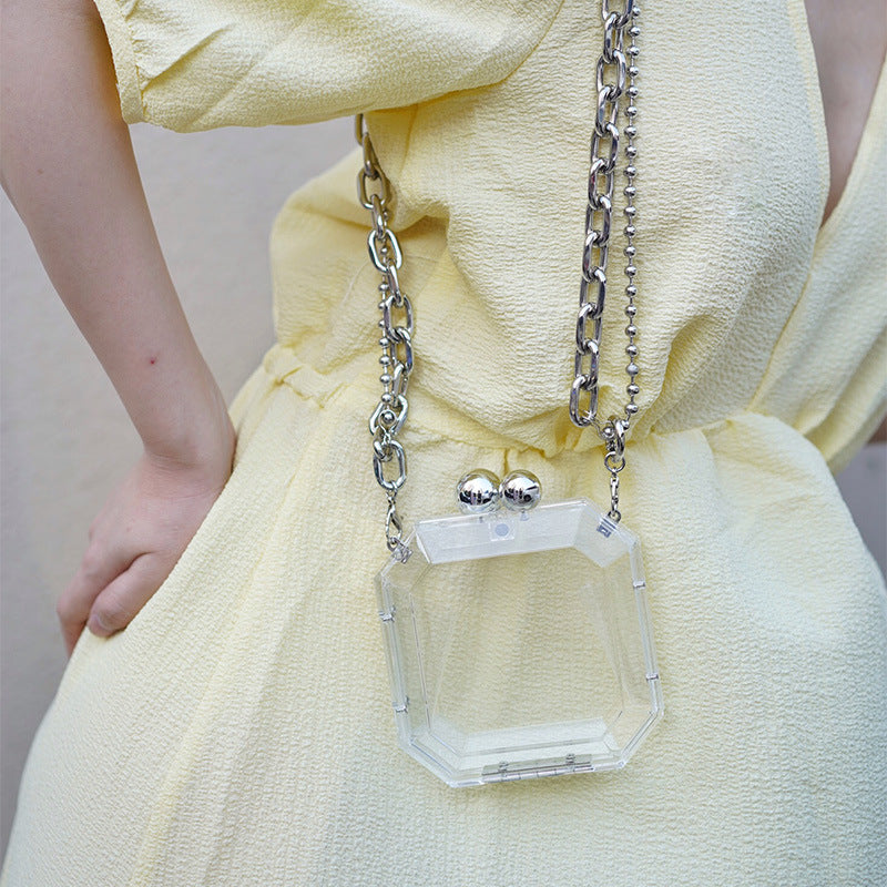 Women's Acrylic Transparent Box Chain Dinner Simple Shoulder Bags