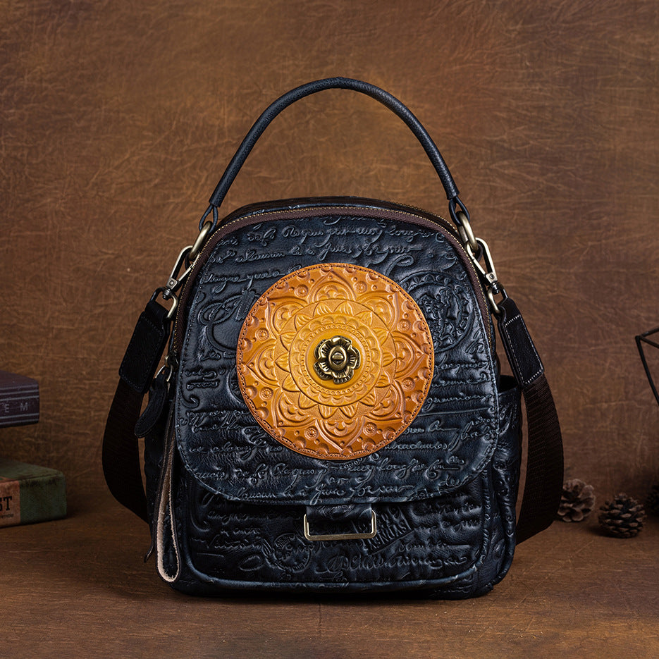 Women's Top Layer Cowhide Multipurpose Chinese Style Retro Crossbody Bags