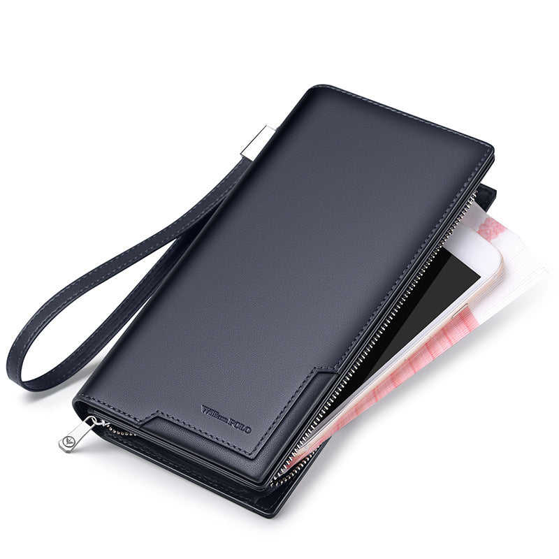 Men's Genuine Leather Long Large Capacity Multiple Men's Handbags