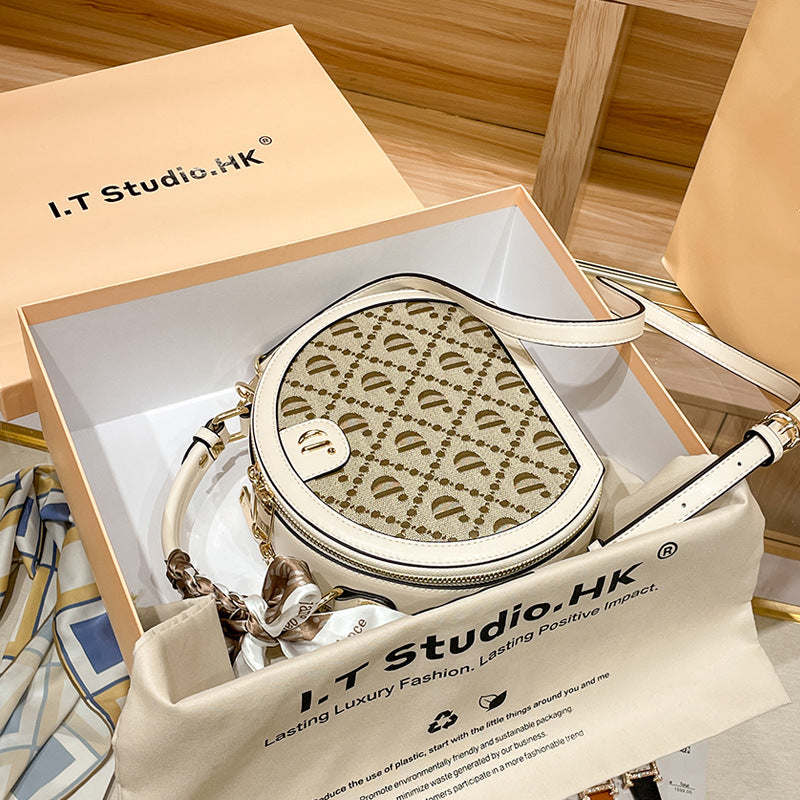 Women's Genuine Leather Round Pie Trendy Summer Shoulder Bags