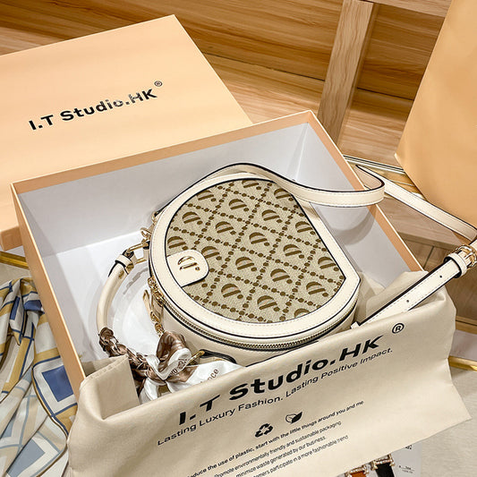 Women's Genuine Leather Round Pie Trendy Summer Shoulder Bags