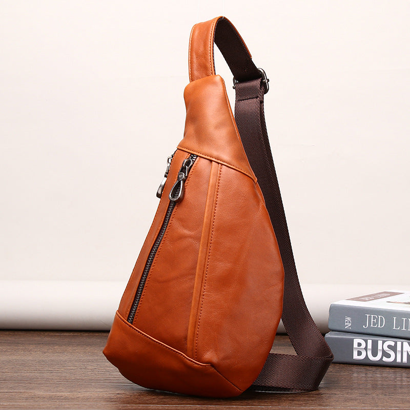 Men's Niu Leather Mini First Layer Cowhide Men's Chest Bags