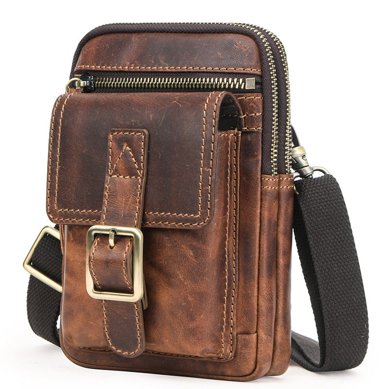 Men's Black Angel Retro Crazy Horse Leather Fashion Men's Messenger Bags