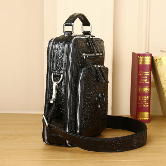 Men's Crocodile Fishbone Pattern Classic Shaping Business Men's Shoulder Bags