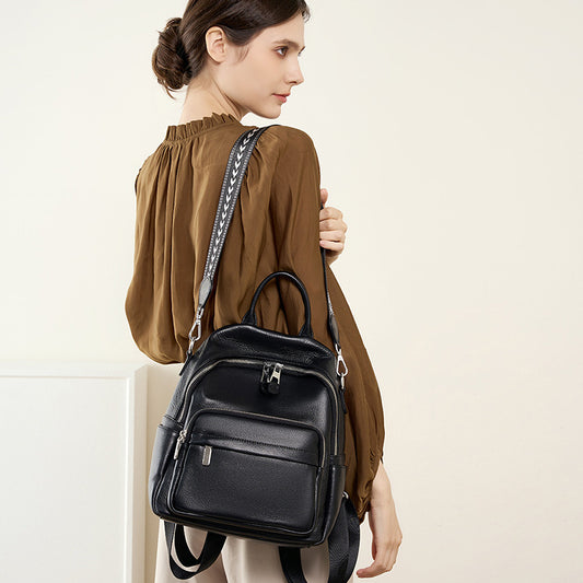 Women's Genuine Leather Soft Fashionable Trendy Head Layer Cowhide Backpacks