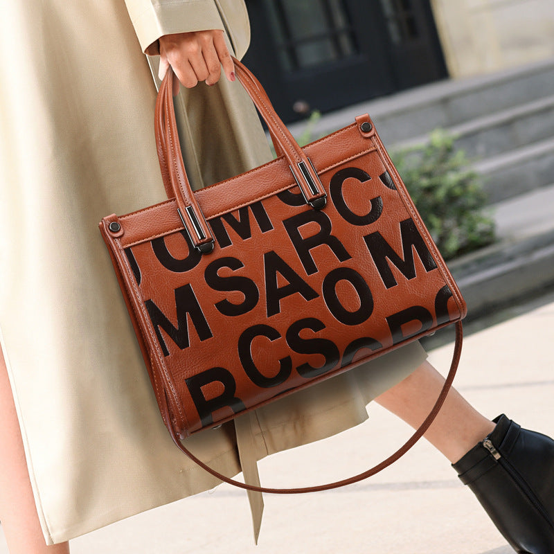 Women's Retro Commuter Large Capacity Letter Versatile Handbags