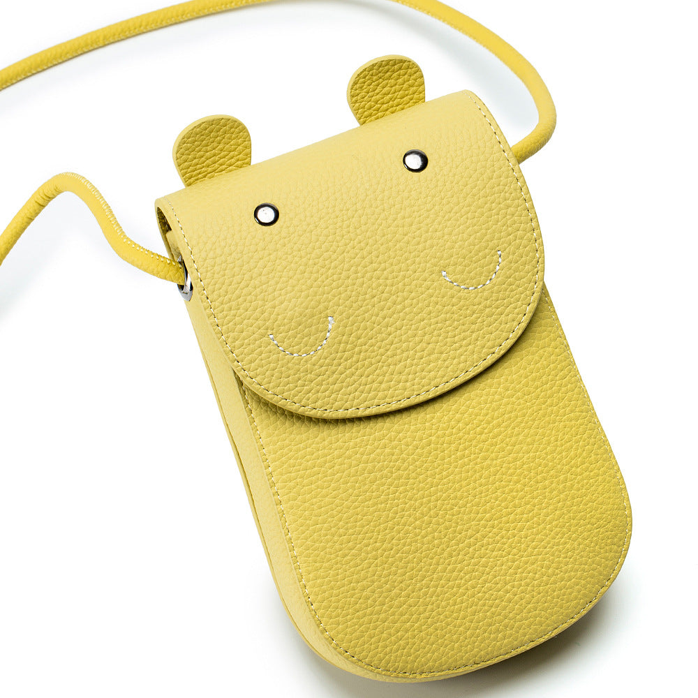 Women's Leather Niche Cute Mini Hippo Mobile Phone Bags