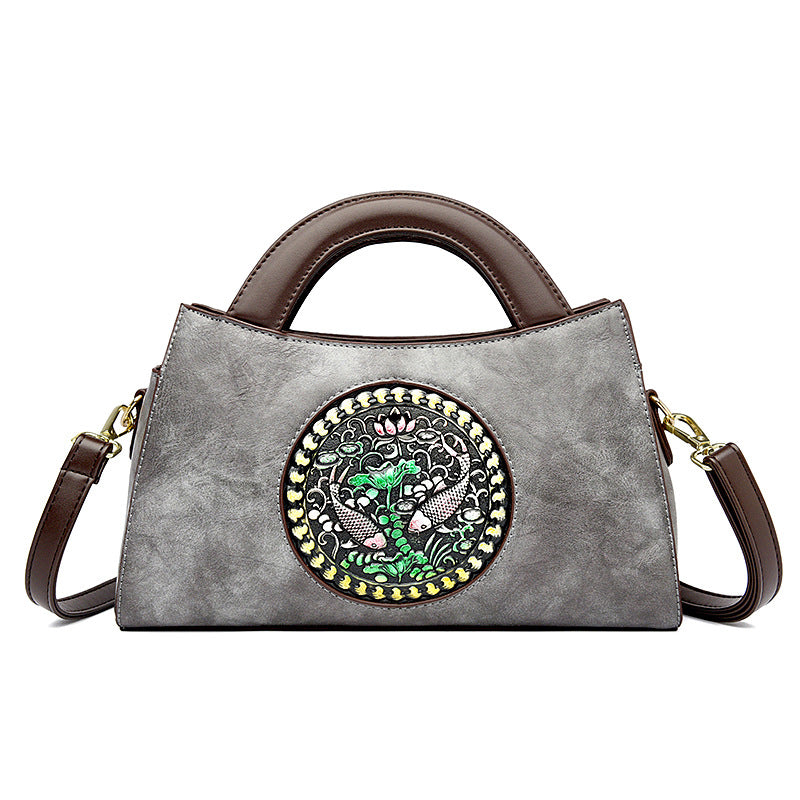 Women's Artistic National Style Stitching Fashion Saddle Bags